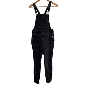 Old Navy Womens Denim Overalls 2 Gray Charcoal Jean Dark Wash Straight Leg Bib